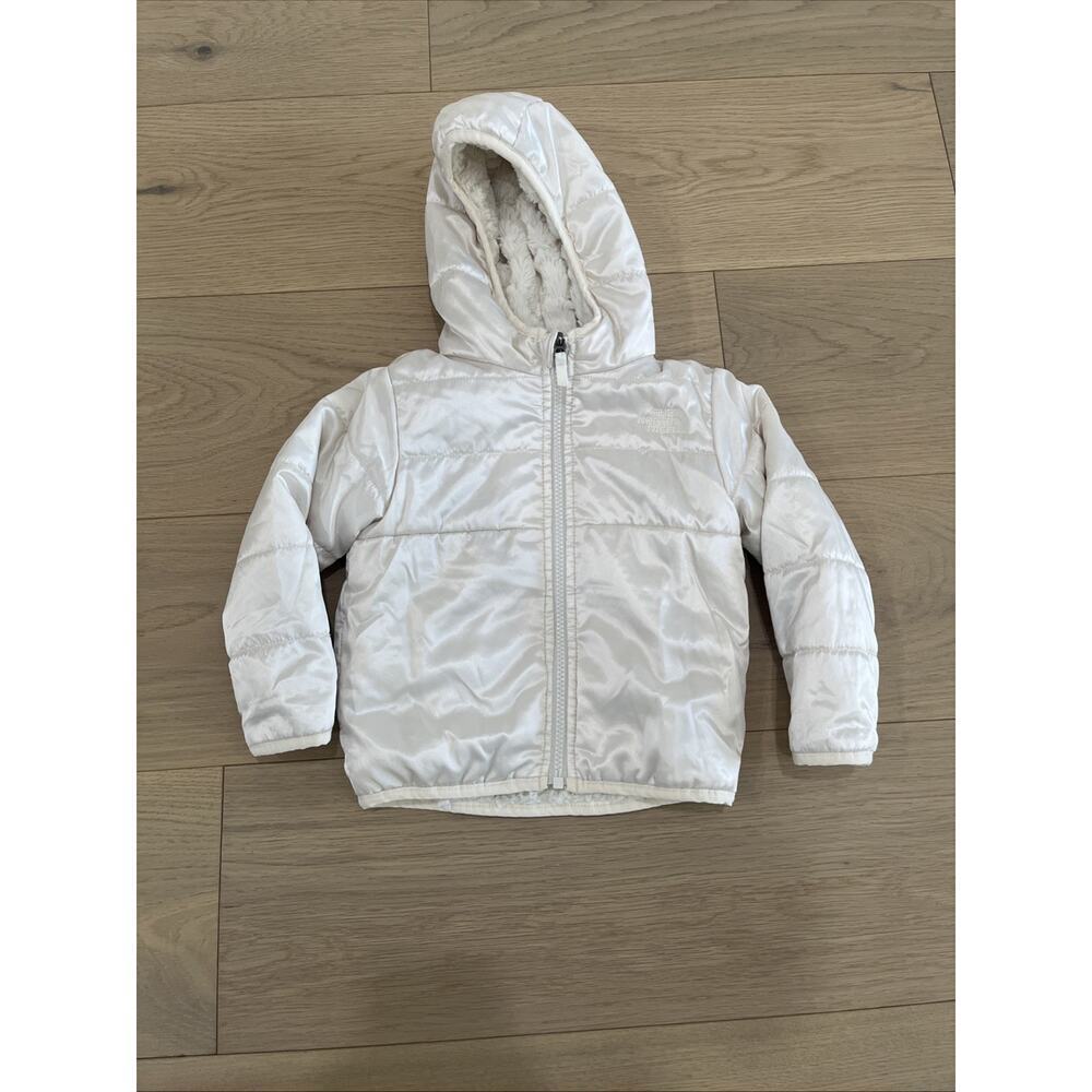 The North Face White Ivory Faux Fur Reversible Jacket 12-18 Months Warm Hood